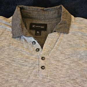 INC International Concepts Gray Polo Shirt with Heathered Texture